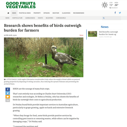 Bird benefits outweigh burden for Aussie ag