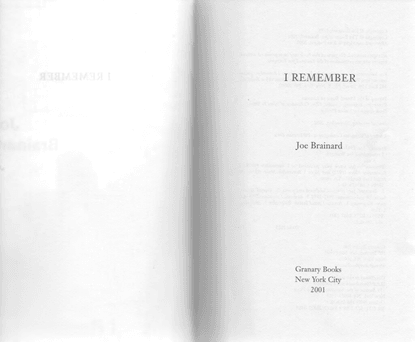 Joe Brainard, I Remember