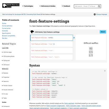 font-feature-settings - CSS: Cascading Style Sheets | MDN