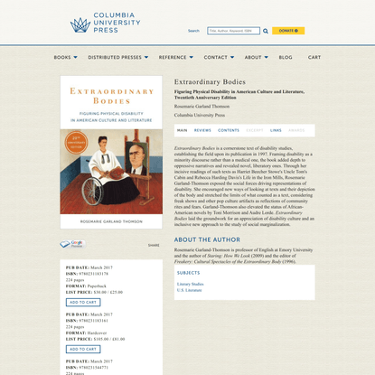 Extraordinary Bodies | Columbia University Press