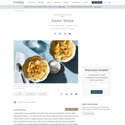 Garlic Stock Recipe on Food52