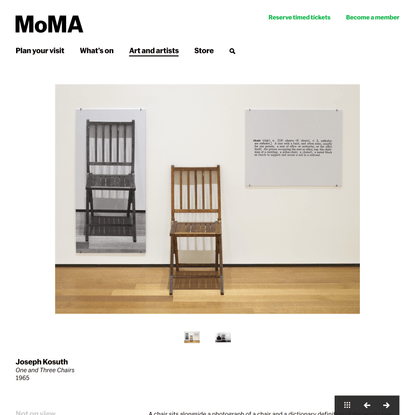 Joseph Kosuth. One and Three Chairs. 1965 | MoMA