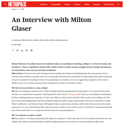An Interview with Milton Glaser - Metropolis