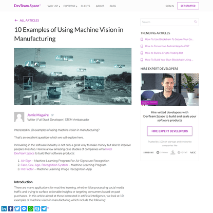 10 Examples of Using Machine Vision in Manufacturing I DevTeam.Space