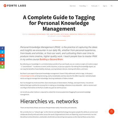 A Complete Guide to Tagging for Personal Knowledge Management - Forte Labs