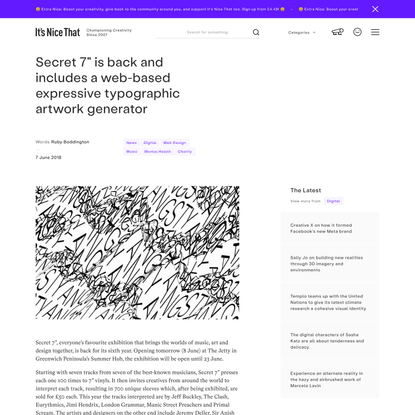 Secret 7″ is back and includes a web-based expressive typographic artwork generator