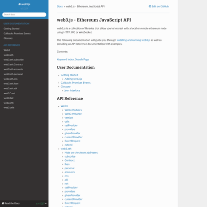 web3.js - Ethereum JavaScript API — web3.js 1.0.0 documentation