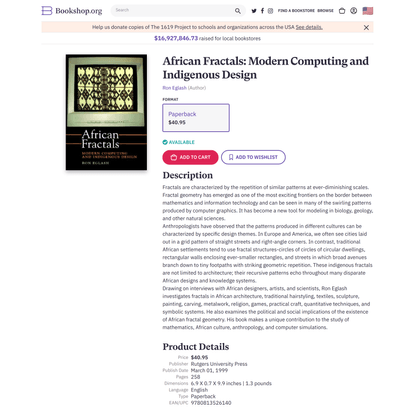 African Fractals: Modern Computing and Indigenous Design a book by Ron Eglash