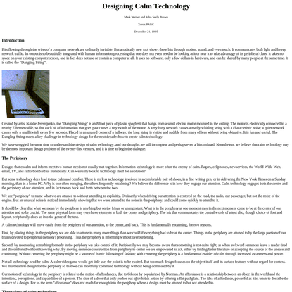 Designing Calm Technology