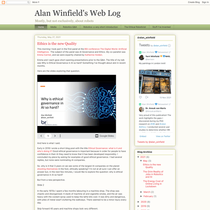 Alan Winfield’s Web Log