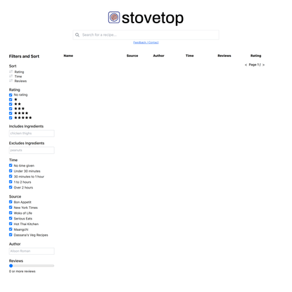 Stovetop - Recipe Search