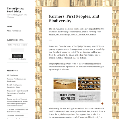 Farmers, First Peoples, and Biodiversity – Tammi Jonas: Food Ethics