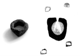 090. imagined interior of ceramic artefact. black earthenware clay, black pigment, glaze, lead, rice paper.