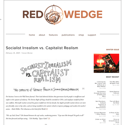 Socialist Irrealism vs. Capitalist Realism — Red Wedge