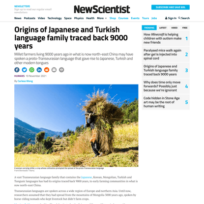 Origins of Japanese and Turkish language family traced back 9000 years