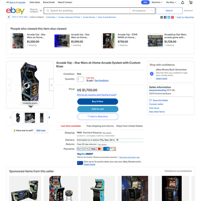 Arcade 1Up - Star Wars at-Home Arcade System with Custom Riser | eBay