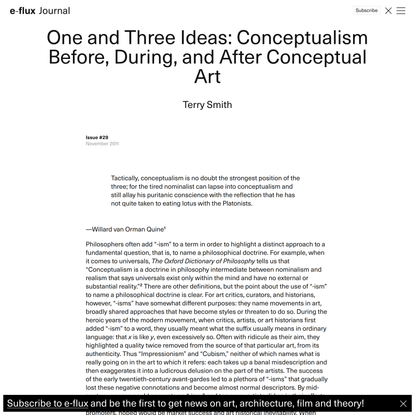 One and Three Ideas: Conceptualism Before, During, and After Conceptual Art - Journal #29 November 2011 - e-flux