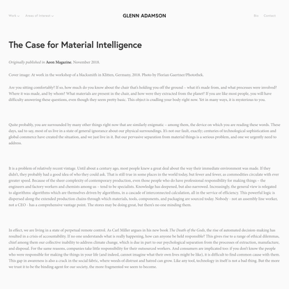Glenn Adamson — The Case for Material Intelligence