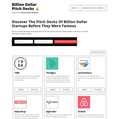 Startup Pitch Decks | Billion Dollar Pitch Decks