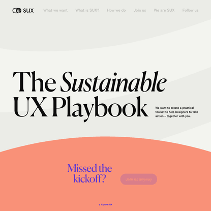 SUX – The Sustainable UX Playbook