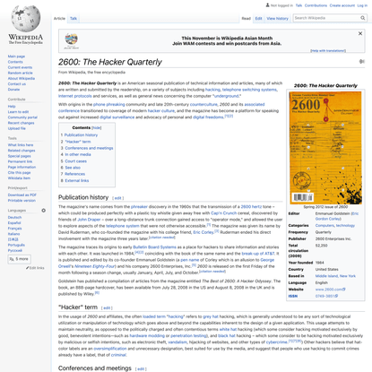 2600: The Hacker Quarterly - Wikipedia
