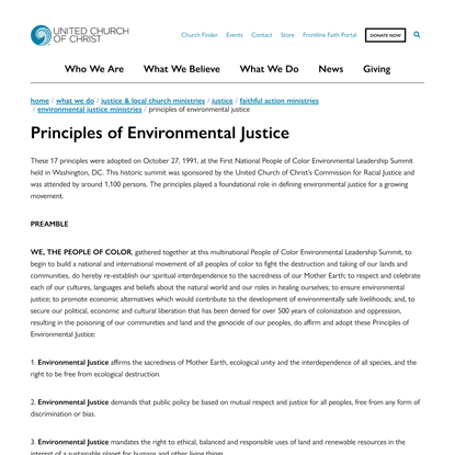 Principles of Environmental Justice - United Church of Christ