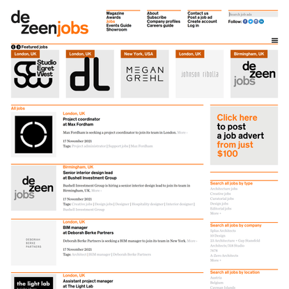 Dezeen Jobs | architecture and design recruitment