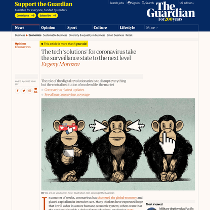 The tech ‘solutions’ for coronavirus take the surveillance state to the next level | Evgeny Morozov
