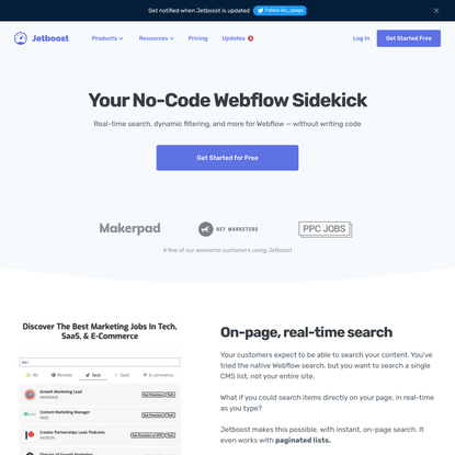 Jetboost - No-code search and filters for Webflow CMS