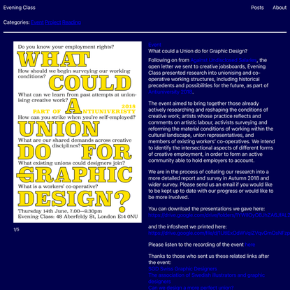 Evening Class | What could a Union do for Graphic Design?