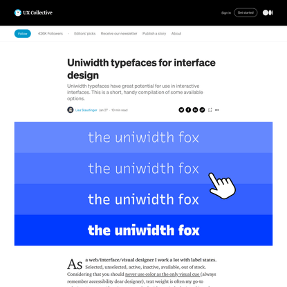 Uniwidth typefaces for interface design | by Lisa Staudinger | UX Collective