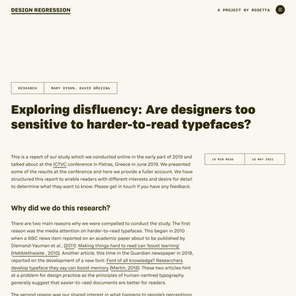 Exploring disfluency: Are designers too sensitive to harder-to-read typefaces?