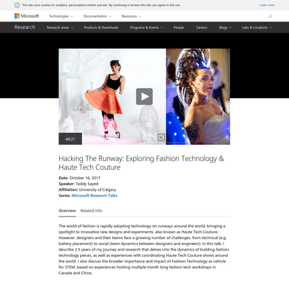 Hacking The Runway: Exploring Fashion Technology &amp; Haute Tech Couture - Microsoft Research