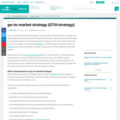 What is a Go-To-Market Strategy (GTM strategy) and How Do You Build One?