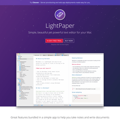 LightPaper - Probably the best text+markdown editor for your Mac