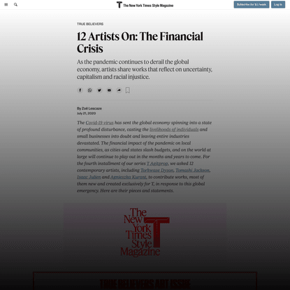 12 Artists On: The Financial Crisis (Published 2020)
