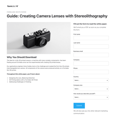 Guide: Creating Camera Lenses with Stereolithography | Formlabs