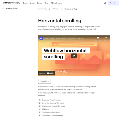 Horizontal scrolling | Webflow University