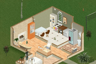 one of my homes in The Sims, circa 2002, when i was in middle school. i remember feeling happy with the economical &amp; beautiful design of this house :.)