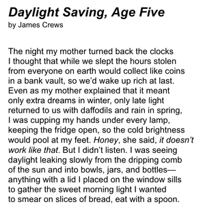 Daylight Saving, Age Five — James Crews