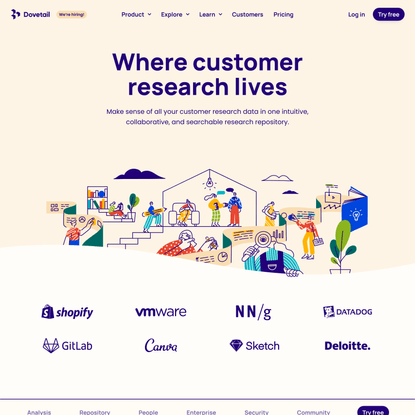 User research analysis and repository platform – Dovetail