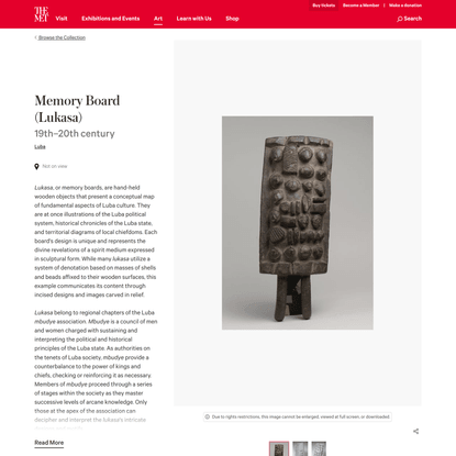 Memory Board (Lukasa) | Luba | The Metropolitan Museum of Art