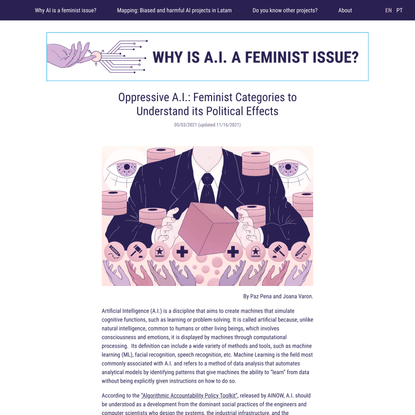 Oppressive A.I.: Feminist Categories to Understand its Political Effects » Not my A.I.