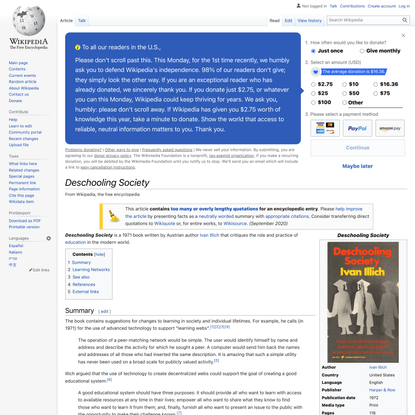 Deschooling Society - Wikipedia