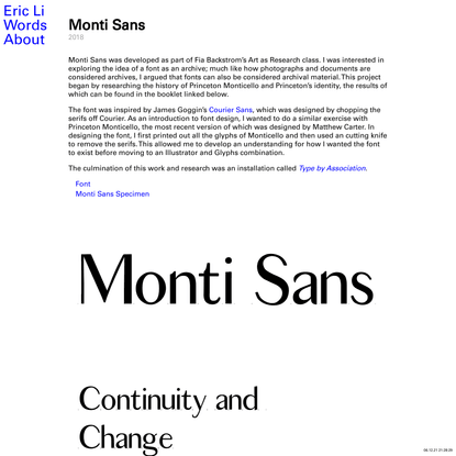 Monti Sans | Eric Li