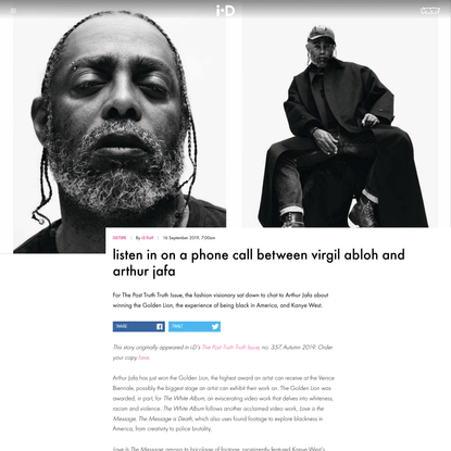listen in on a phone call between virgil abloh and arthur jafa