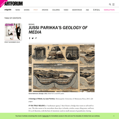 Ben Kafka on Jussi Parikka’s Geology of Media