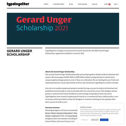Gerard Unger Scholarship | TypeTogether