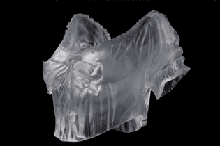 “absence adorned”, glass bust sculpture by artist karen lamonte .