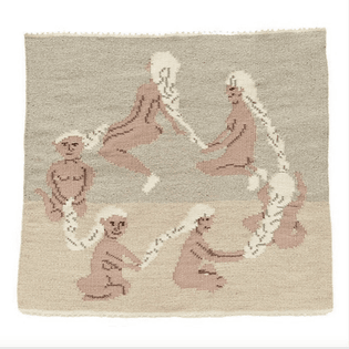 Arna Óttarsdóttir, Circle of Life (Six Ladies Braiding Each Others Hair), 2011, wool, linen, cotton